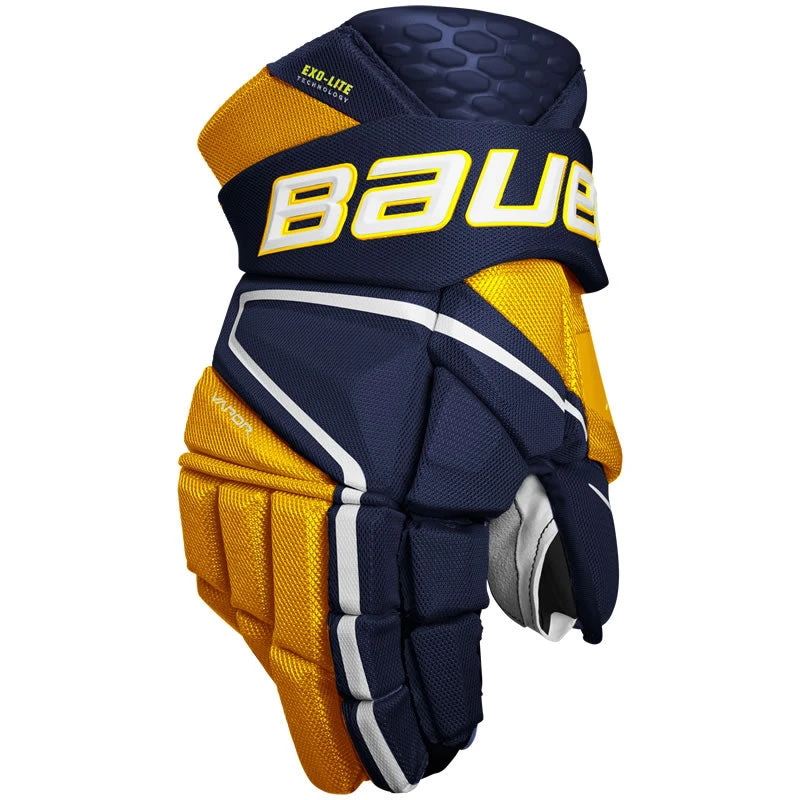 Bauer Vapor HyperLite Gloves - INTERMEDIATE Bauer Vapor HyperLite Gloves - INTERMEDIATE -Hockey Shop Bauer Vapor HyperLite Gloves Navy Gold