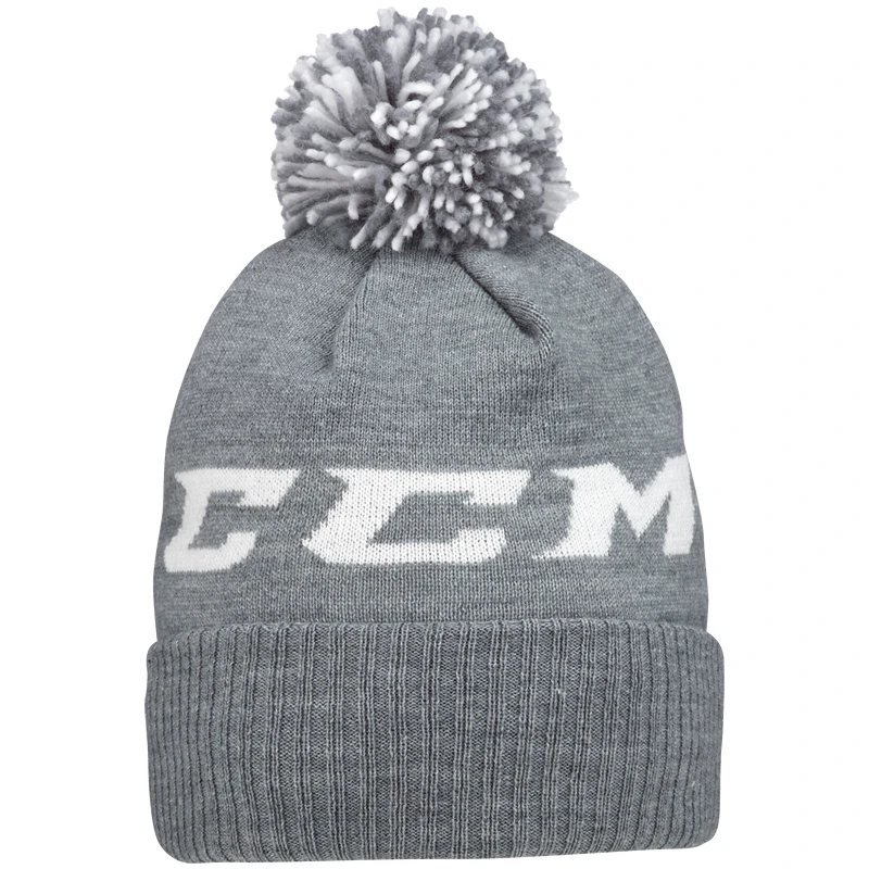 CCM Team Fleece Pom Knit Grey Beanie CCM Team Fleece Pom Knit Grey Beanie -Hockey Shop CCM Team Fleece Pom Knit Grey