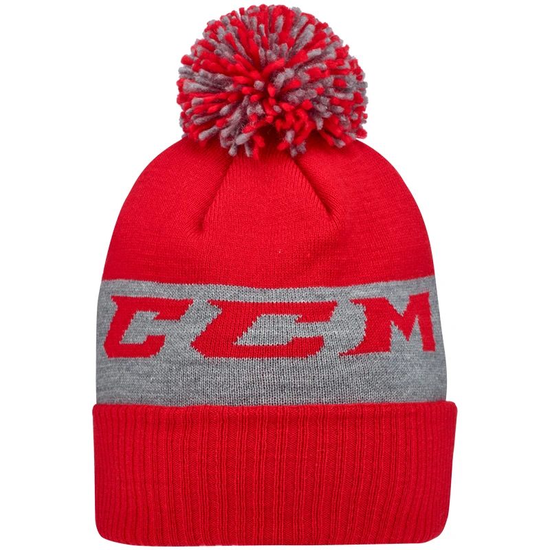 CCM Team Fleece Pom Knit Red Beanie CCM Team Fleece Pom Knit Red Beanie -Hockey Shop CCM Team Fleece Pom Knit Red